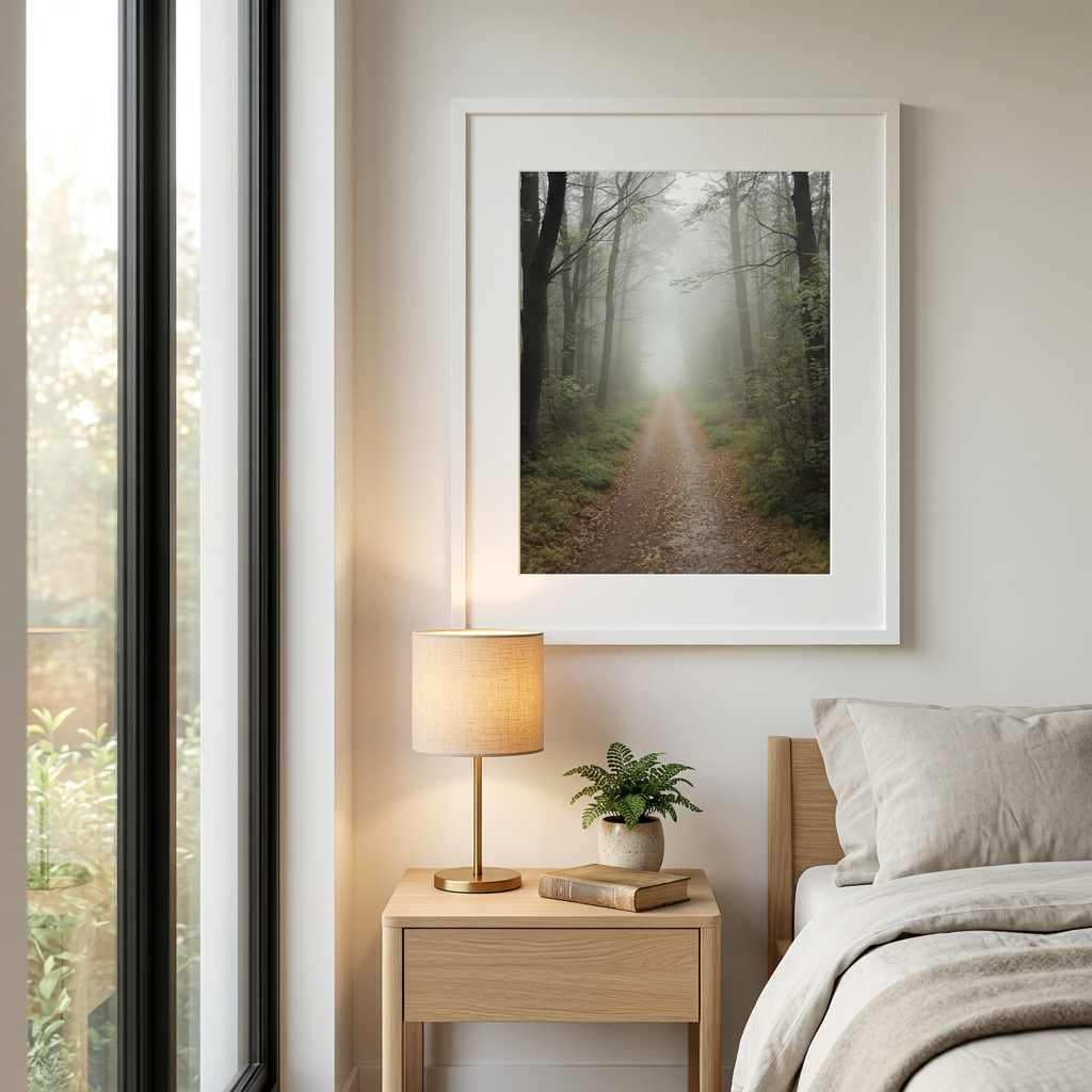 Fading Forest Light sleep wall art in bedroom